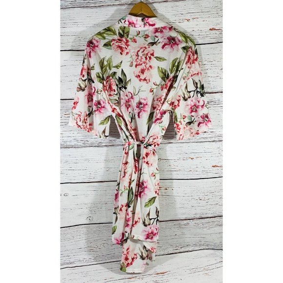 Show Me Your Mumu Pink Floral Intimate Robe Kimono Women Size One Size Belt - Picture 9 of 12